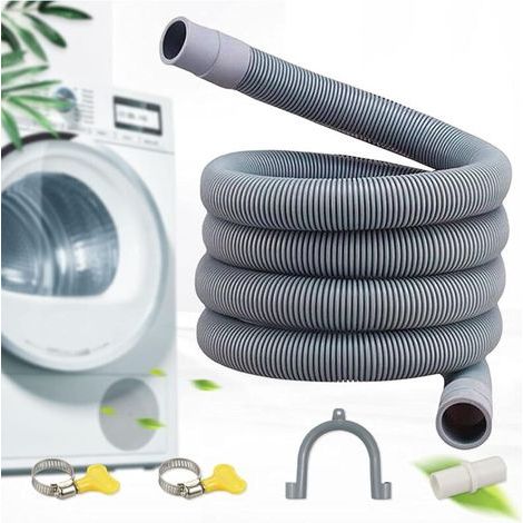 Tuyau de vidange pour machine à laver, Flexible d'évacuation universel, y compris support et colliers de serrage, Rallonge de tuyau(1 M) (1/5)