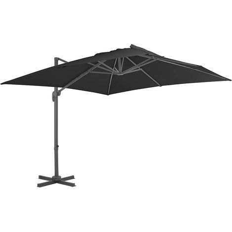 Parasol déporté de jardin rotatif 360° et inclinable en aluminium noir 300 x 300 cm - PANGIVO (1/5)