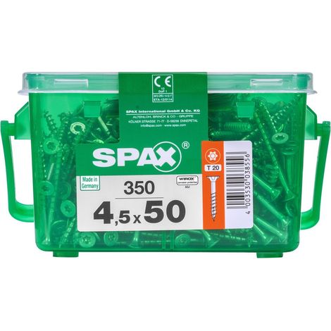 SPAX Lot De 350 Vis Acier Tête Plate Spax, Diam.4.5 Mm X L.50 Mm (1/3)