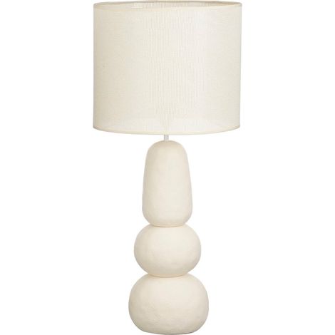 Lampe à poser crème pour table de chevet et salon - Luminaire E27 H84 x Ø38 cm - PANGIVO (1/5)