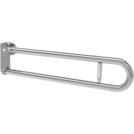 Barra maniglione ribaltabile cm 83 con porta rotolo e piastra lunga inox lucido (1/3)