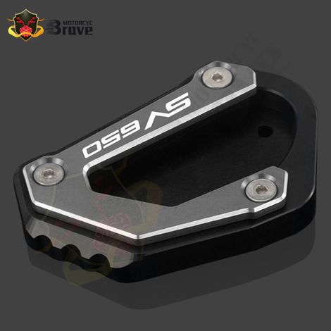(Gris foncé) Accessoires moto SV 650 / S : rallonge de béquille latérale, coussinet élargi, compatible avec Suzuki SV650 SV650S 650S 2003-2007 maxpower (1/4)