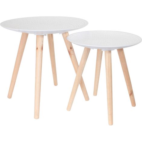 TANIA - Tables Gigognes Blanches Motif Gouttelettes (1/5)