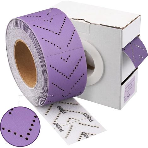 Lila Keramik-Schleifpapier für die Automobilindustrie, Mehrloch-Schleifblatt – 70 mm x 12 m, für Holz, Karosseriereparatur, Körnung 100 (1/5)