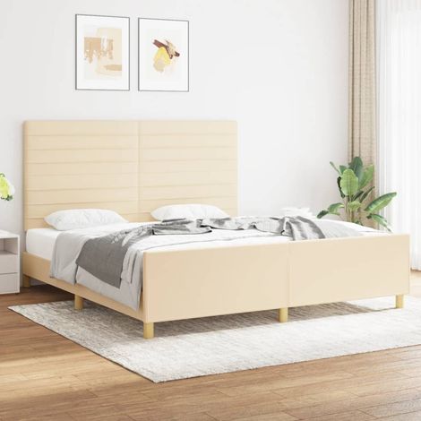 Bettgestell ohne Matratze Creme 180x200 cm Stoff (1/5)
