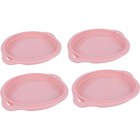 4-teiliges Silikon-Schichtkuchenform-Rundform-Brotform-Kuchenblech-Form-Antihaft-Backwerkzeuge (Pink L) (1/5)
