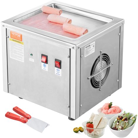 VEVOR Maschine für frittierte Eisrollen, 28 x 24 x 2 cm Pfanne zum Frittieren von Eis, Eismaschine mit Kompressor und 2 Schabern, zur Herstellung von Eis, Gefrorenem Joghurt und Eisrollen (1/5)
