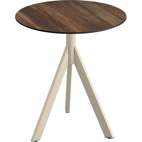 Infinity Tripod table de bistrot avec piètement sable + plateau Bistrotafel zand frame + Tropical Wood HPL Ø70 cm - Veba (1/2)