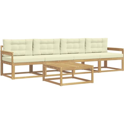 Outdoor Sofa Set with Cushion 4 pcs White and Cream vidaXL