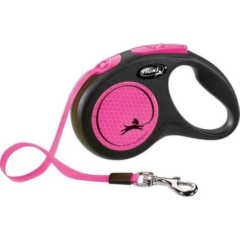 Laisse sangle TRIXIE flexi New NEON - Taille S - 5m - Rose fluo (1/3)