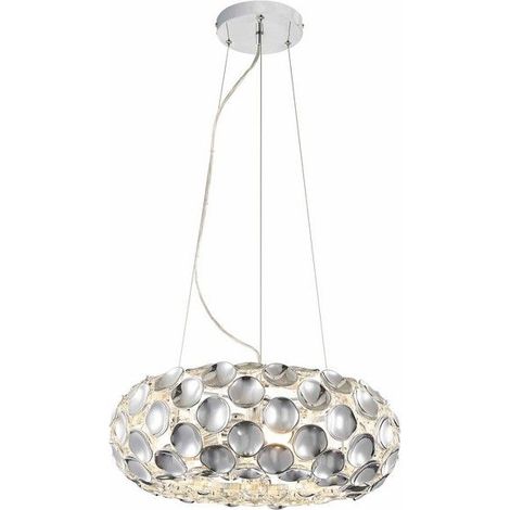 Lampada a sospensione Ontario cromata tonda 3xE14 Reality