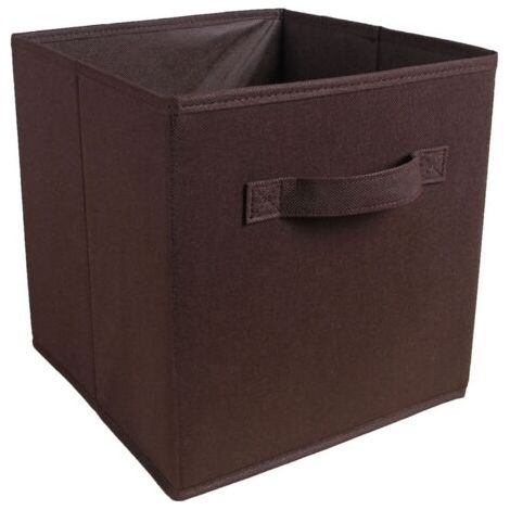 QORVA-Boîte de rangement pliable en tissu marron de 25 cm de large x 25 cm de long x 25 cm de haut, sans couvercle, type tiroir, 1 pièce