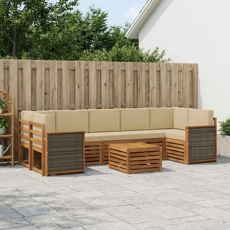 vidaXL Outdoor-Sofagarnitur 8 pcs Natur und Beige Massivholz Akazie (1/5)
