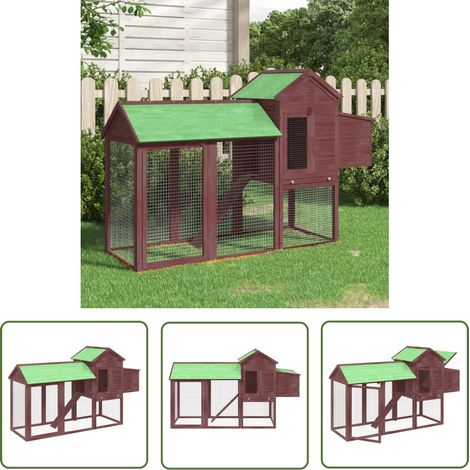 The Living Store Poulailler moka 193x65x117 cm bois massif de pin - Poulailler - Abri Poulet - Coop Poule - Maison Oiseau - Animal Domestique (1/5)