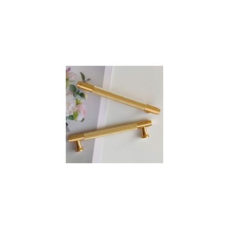 Juego de 2 tiradores modernos dorados para armarios, con una distancia entre orificios de 128 mm, tiradores vintage para puertas de armarios de cocina y cómodas.