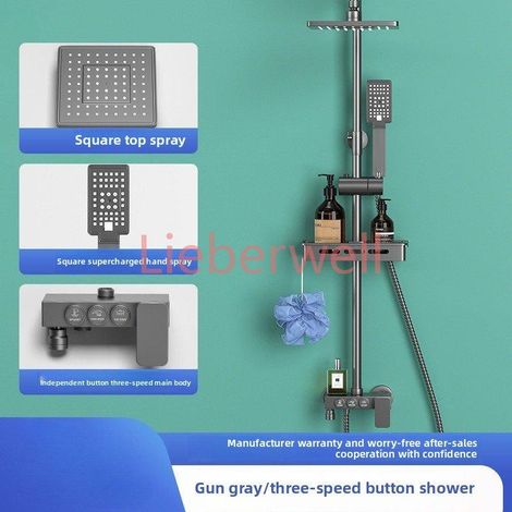 Ensemble de douche gris pistolet, Spray supérieur de salle de bains avec douche pressurisée, ensemble complet haut de gamme, mode moderne, équipement de salle de bain, ensemble de douche (1/5)