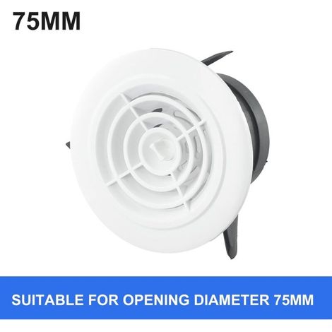 Grille d'aération réglable en ABS pour intérieur de plafond, grille d'aération ronde pour salle de bain, bureau, chambre murale (75 mm) (1/4)