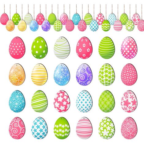 Ornement En Bois - Gnome Lapin Oeufs Décoration De Printemps Pour Pâques - 24 Pièces (1/5)