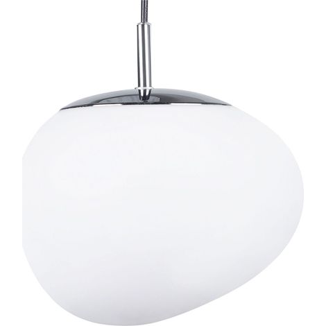 Lampada in Vetro Bianco e Argento Forma Irregolare 1 Luce Moderna Liffel