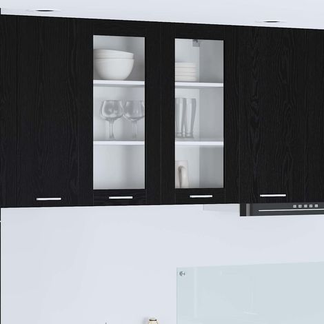 Hängeschrank Schwarz Eichen-Optik 80 x 31 x 80 cm Holzwerkstoff