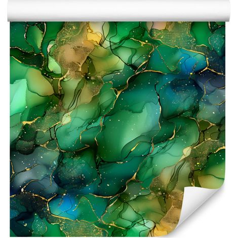 Papel pintado verde y azul marino para salón y dormitorio, 50x1000 cm. (1/5)