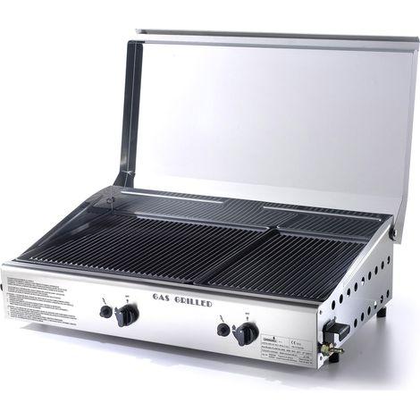Barbecue Piastra di Cottura doppia a Gas GPL con Accensione Piezoelettrica in ghisa vetrificata Made in Italy (1/2)