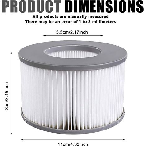 8er-Pack Ersatzfilter für MSPA Whirlpool – Ersatzfilterkartusche – Whirlpool-Wasserfilter – Kompatibel mit MSPA FD2089 aufblasbaren Poolfiltern (1/5)