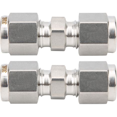 Raccord droit à compression double ferrule en acier inoxydable 316, 2 pièces, adaptateur de tube Ф6 (1/5)