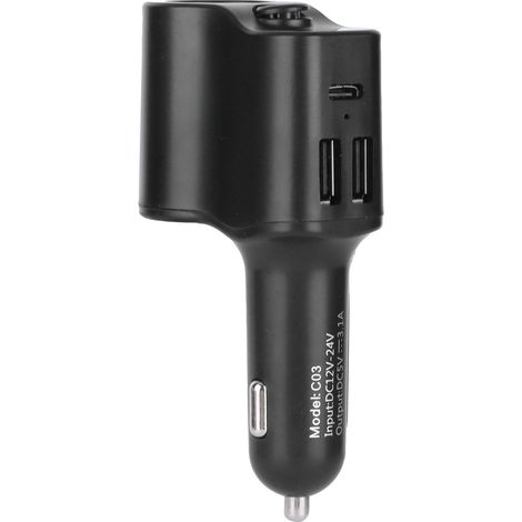 Adaptateur allume-cigare de voiture C03, chargeur USB, transmetteur FM pour PC, téléphones intelligents (1/4)