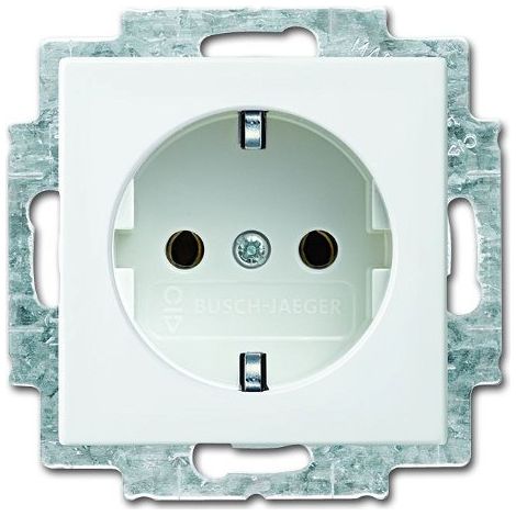 BUSCH-JAEGER 2300 EUC-914 SCHUKO-STECKDOSEN-EINSATZ, BUSCH-BALANCE SI, MIT SCHRAUBANSCHLUSS, ALPINWEISS
