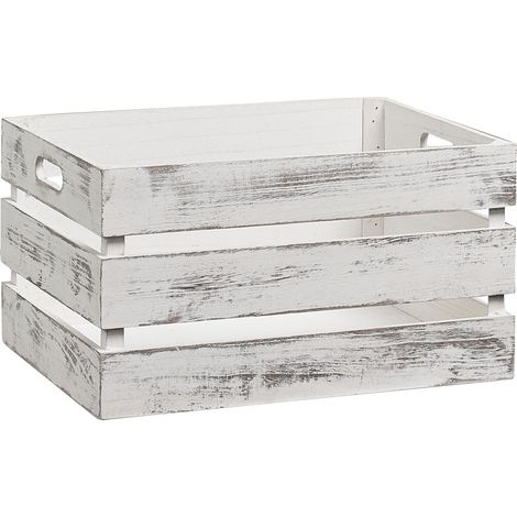 Zeller 15132 Cesto Contenitore "Vintage-Weiß", Legno, Bianco, 39x29x21 cm