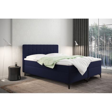 Boxspringbett mit bettkasten und matratze Denver stoff Muna Marineblau 120x200 cm (1/3)