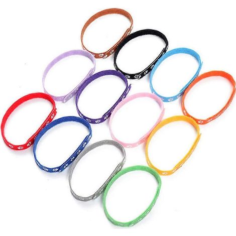 Collier pour animaux de compagnie, lot de 12 colliers en tissu à motif d'empreintes de pattes, compatible avec les animaux de compagnie à la mode (1/4)