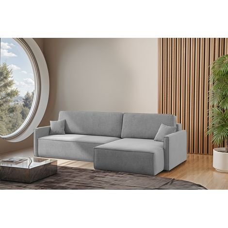Ecksofa Schlafsofa Sofa LOUIS Stoff Salvador Grau Ottomane Rechts (1/4)