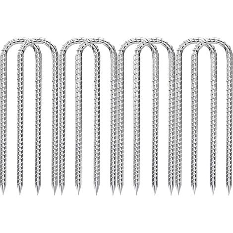8 Piquets De Sol En U, Acier Galvanisé, 30 Cm, Pour Tente, Trampoline, Jardin (1/5)