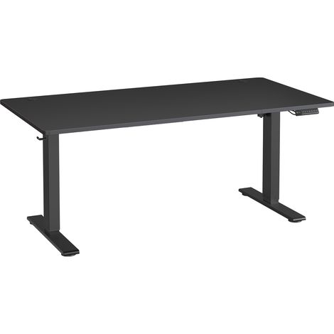 Bureau Assis-debout, Réglable en hauteur, 160 x 80 cm, avec Port USB-C, Fonction Mémoire 3 Hauteurs, Couelur Noir (1/5)