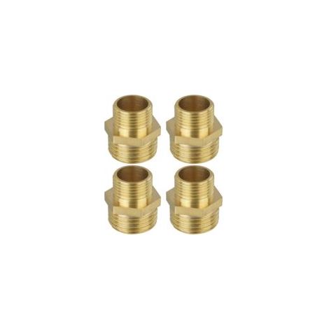 4PCS Mamelon laiton brut réduit double G1/2 3/8, Raccord Male Male, Raccords en Laiton pour Tuyau Douche, Reducteur de Pression Eau, Groupe de Securite Chauffe Eau, Radiateur Eau Chaude (1/5)