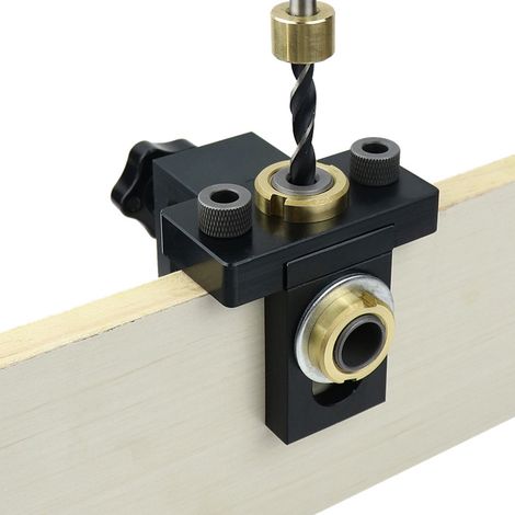 Gabarit de percage 8/10/15 mm, 3en1 kit de guide de percage cheville bois avec clip de positionnement Guide de perçage réglable localisateur Et une échelle