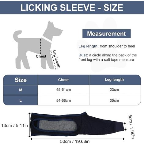 Dog Anti Licking Protective Sleeve, Surgical Recovery Sleeves for Dogs, Elbow Bandage Protector for Pet Anterior Leg Injury (Blue, L) (1/4)