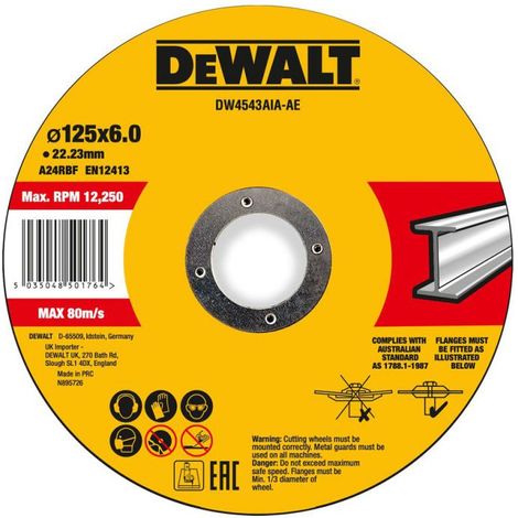 DEWALT High Performance Schruppscheibe 125x6x22,23mm Metall Typ 42 (gekröpft) DW4543AIA-AE
