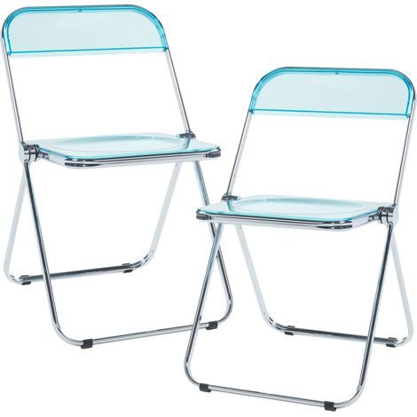 Klappstuhl Pornainen 2er Set Hellblau, transparent [en.casa]