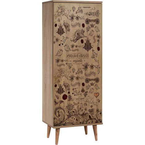 Schuhschrank Dacrydium, 16 Paar, 7 Regalböden, 1 Tür, 50x38x135h cm Eichebraun