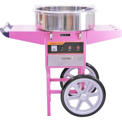Macchina Zucchero Filato Rosa con Carrello e Cupola 50 cm Kukoo