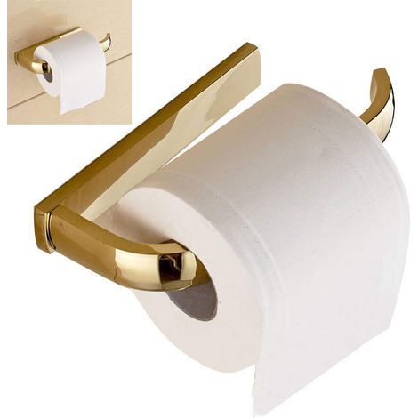 1 halb geöffneter Toilettenpapierhalter, Messing, goldfarben, zur Wandmontage, Badezimmer (1/5)