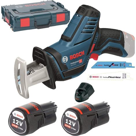Bosch Professional 12V System GSA 12V-14 - Sierra sable a batería (0 - 3000 cpm, profundidad de corte 65 mm, 2 baterías x 3.0 Ah, en L-BOXX)