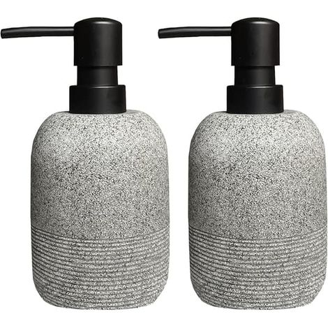 Lot de 2 distributeurs de savon gris avec pompes de rechange - Pompes à savon pour savon liquide pour les mains, pour comptoirs de salle de bain et de cuisine (1/5)