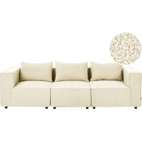 Modular 3 Seater Sofa Off-White Boucle Sectional Three Piece Sofa Modern Minimalistic Style AXEBO (1/5)