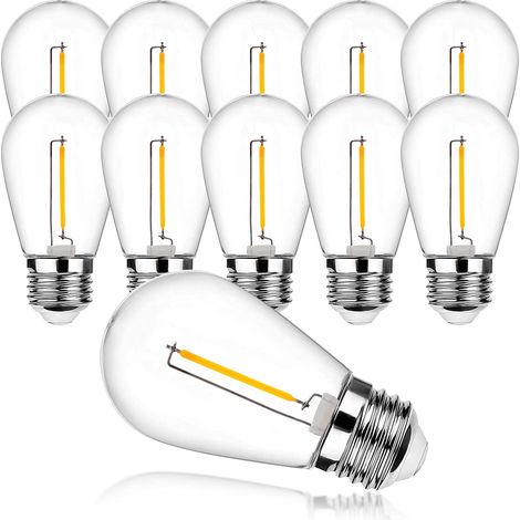 Ampoule LED E27 S14,Ampoule Edison vintage 1W, Ampoules Rétro Blanc Chaud,équivalent Lampe à Incandescence 5W,Plastique,pour Ampoule Chaînes Lumineuses Extérieures S14,Lot de 10 [Classe énergétique G] (1/5)