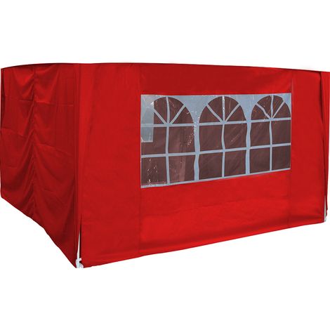 Outdoor Garden Pop Up Gazebo Marquee Party Tent Canopy 4 Side Panels 3x3m Red (1/2)