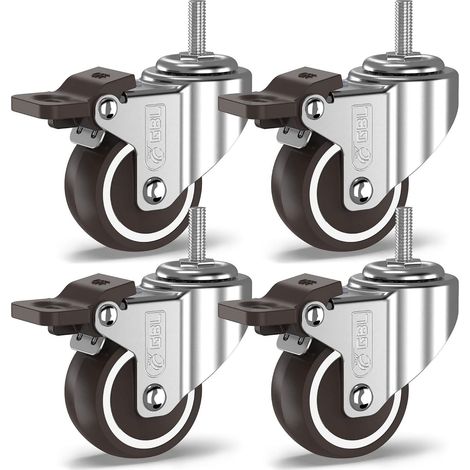 Schwerlast-Lenkrollen mit 4 Feststellschrauben – 50 mm M10 x 25 mm, bis 200 kg – 4er-Pack leise, abriebfeste Rollen für Möbel (1/5)